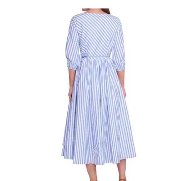 STAUD Blue and White Striped Long Sleeve Dress - Picture 6 of 6